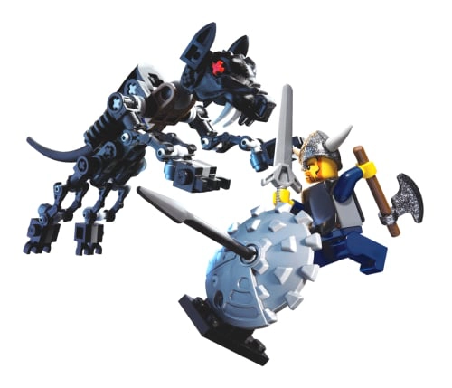 LEGO 7015 Viking Warrior challenges the Fenris Wolf